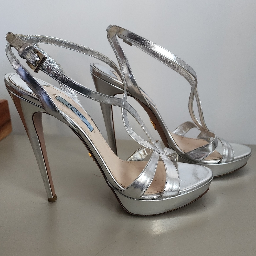 Metallic Leather Platform Sandals - Picture 6 of 13